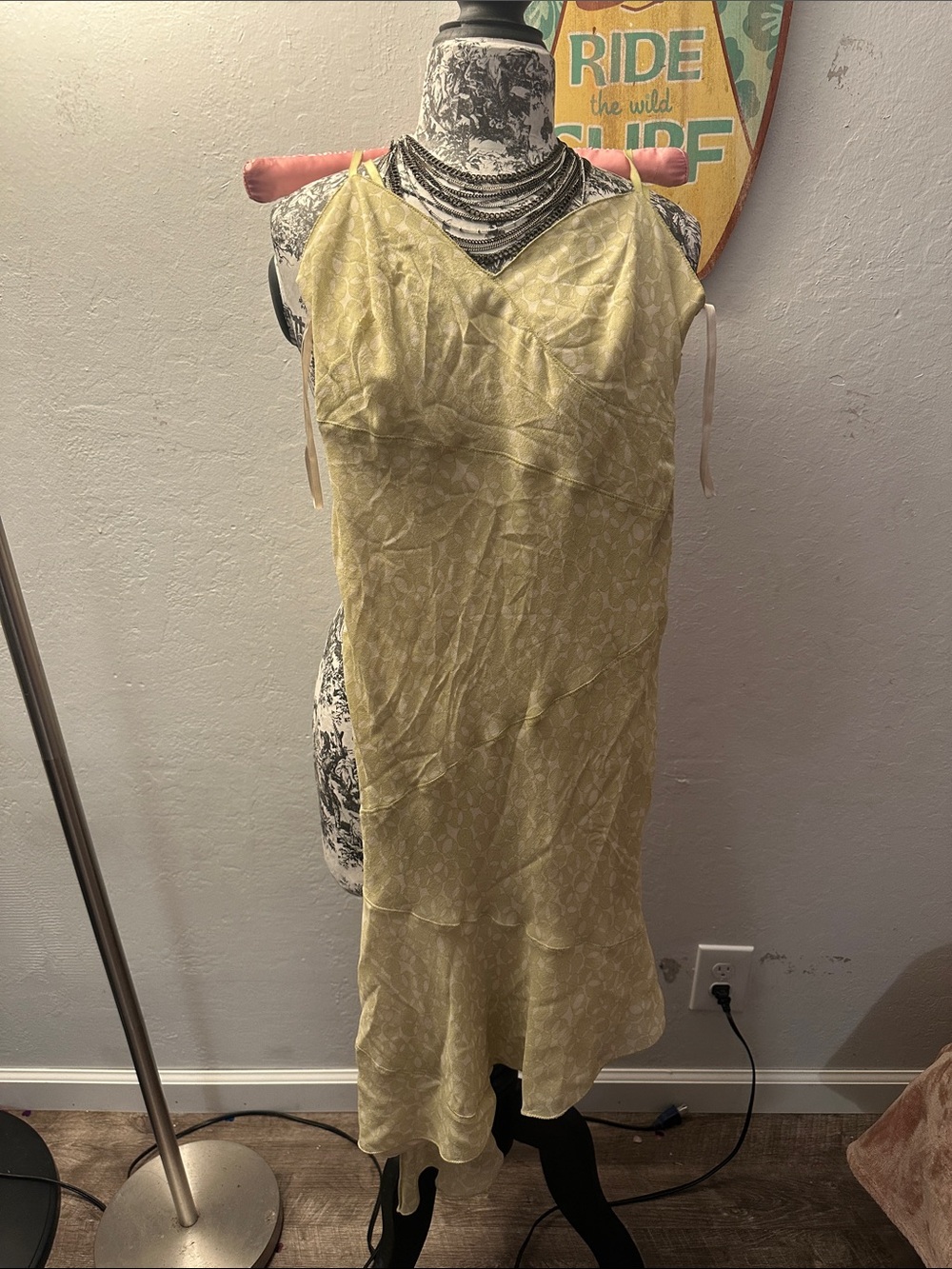 Max Studio Pale Yellow Slip Midi Dress